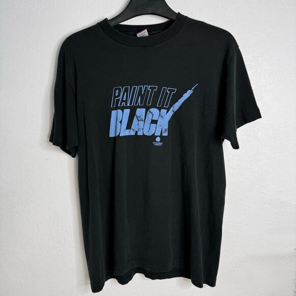 Vintage 90s Paint It Black Graphic Tee Fruit of the Loom USA Made Size XL - Picture 1 of 6